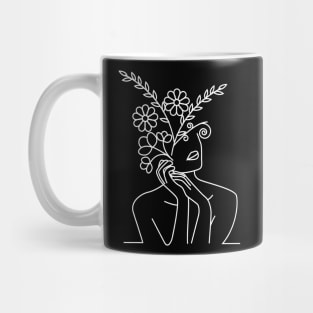 one line woman with a flower head Mug
